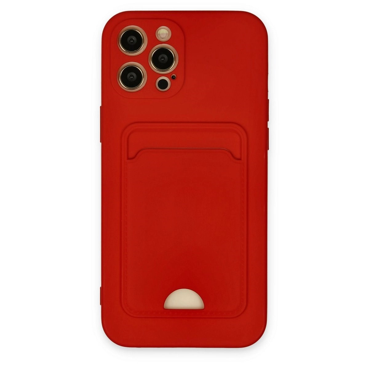 İphone 12 Pro Max Kılıf Kelvin Kartvizitli Silikon - Kırmızı