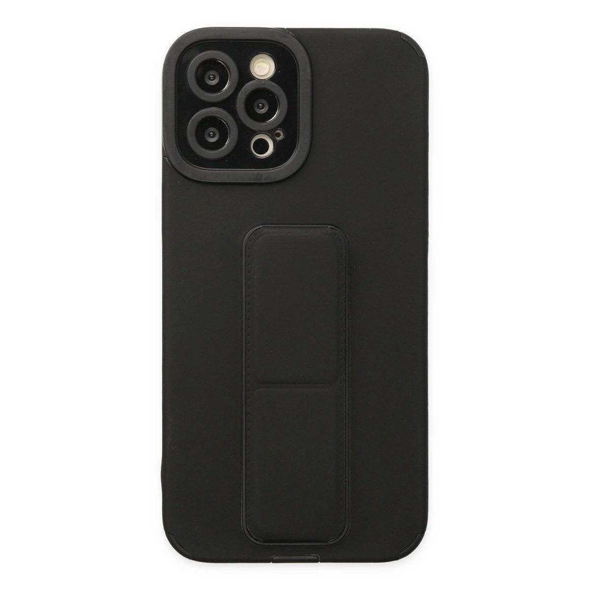 İphone 12 Pro Max Kılıf Mega Standlı Silikon - Siyah