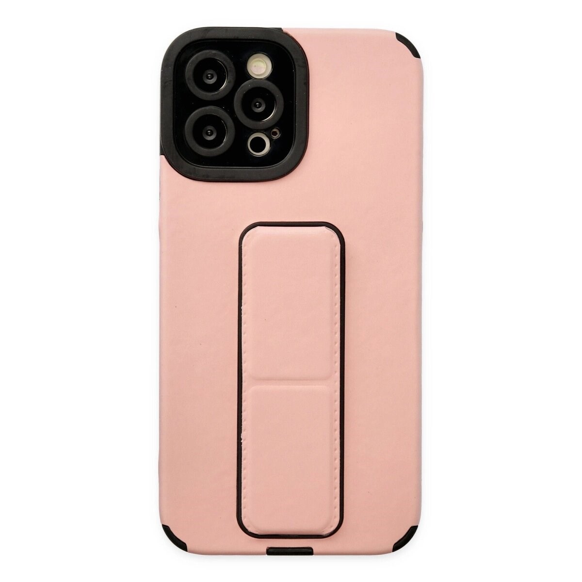 İphone 12 Pro Max Kılıf Mega Standlı Silikon - Pudra