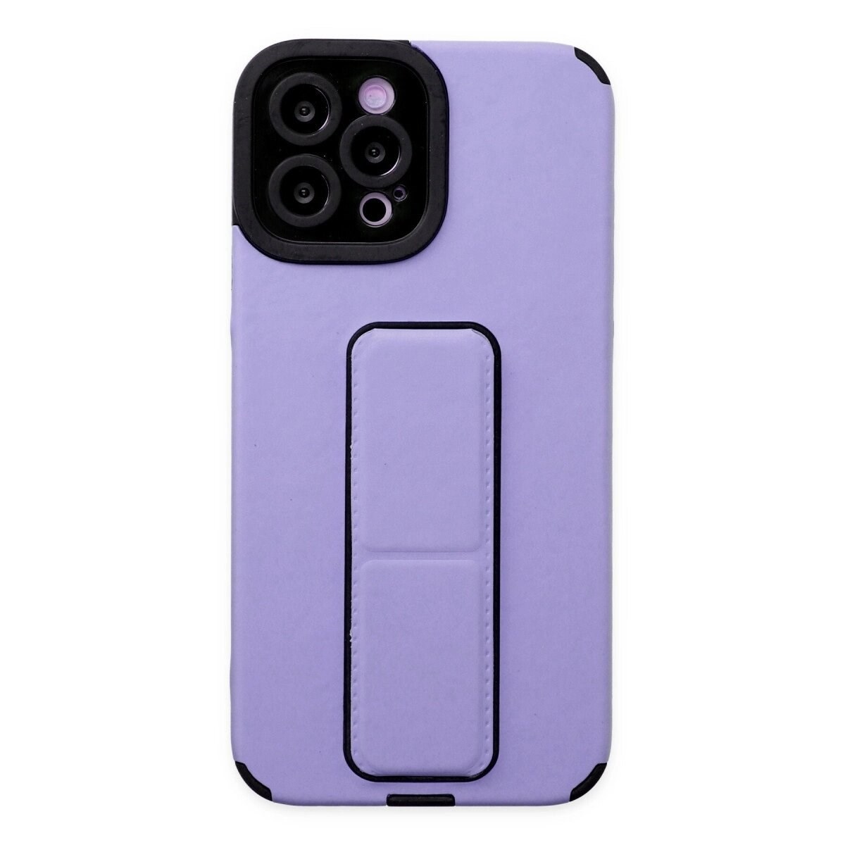 İphone 12 Pro Max Kılıf Mega Standlı Silikon - Lila