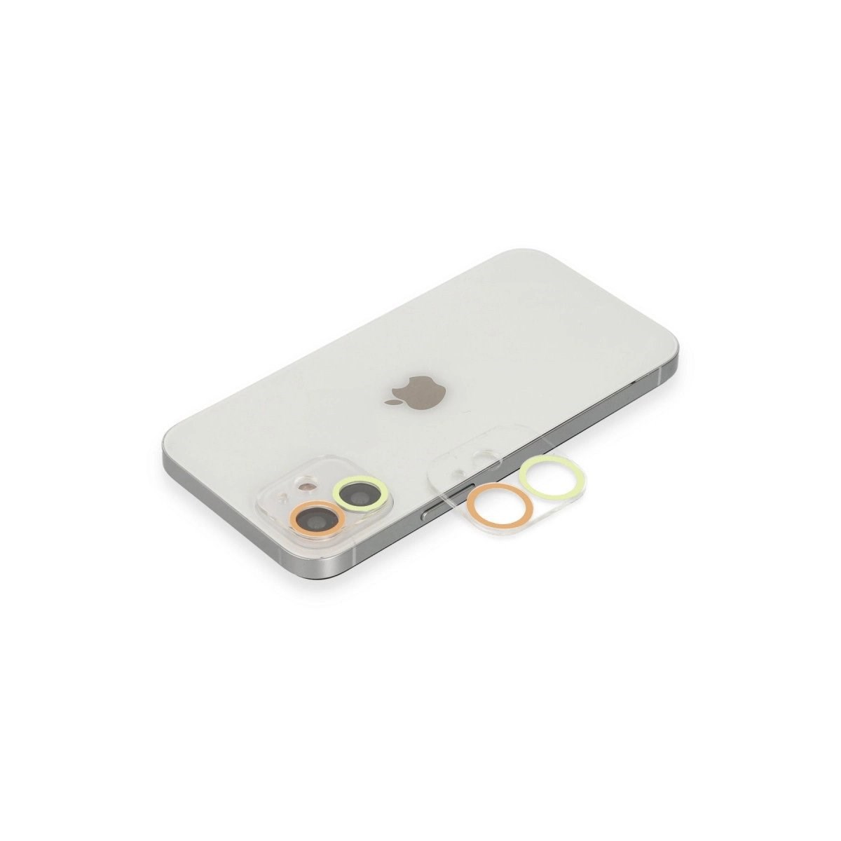 İphone 12 Renkli Kamera Lens Koruma Cam - Sarı-turuncu