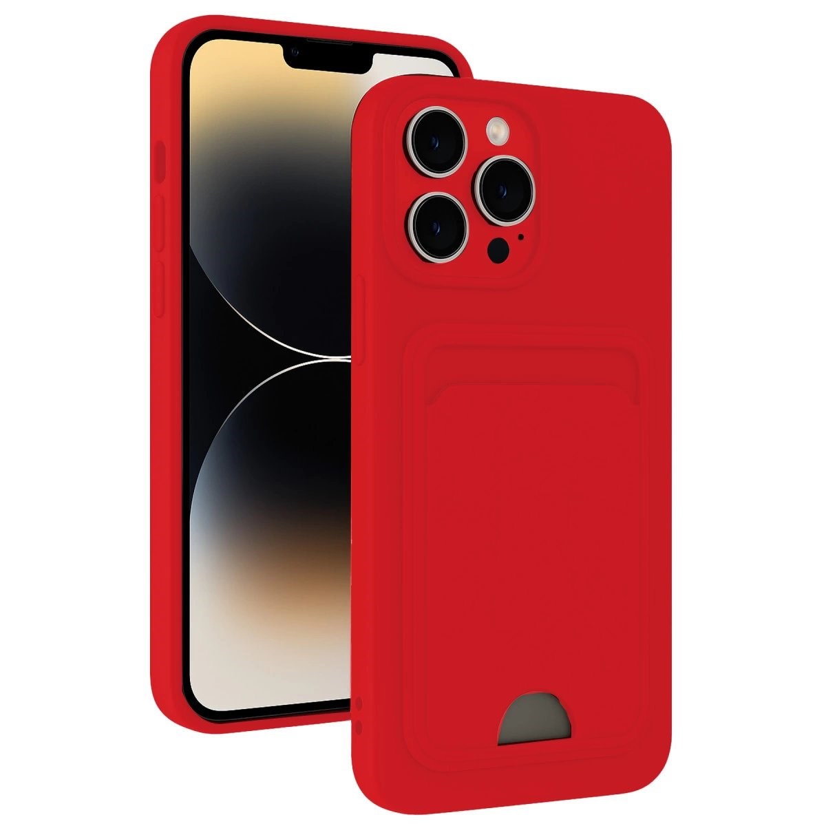 İphone 13 Pro Max Kılıf Kelvin Kartvizitli Silikon - Kırmızı