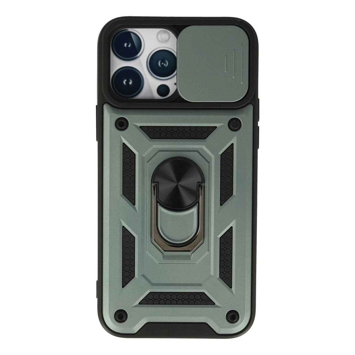 İphone 13 Pro Max Kılıf Pars Lens Yüzüklü Silikon - Yeşil