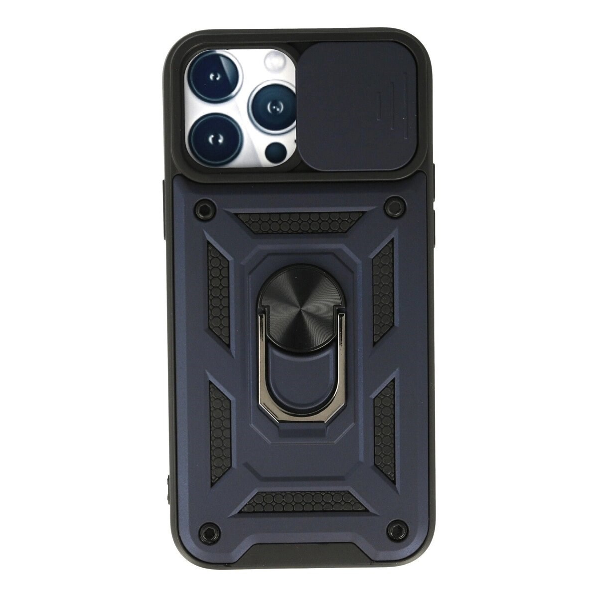 İphone 13 Pro Max Kılıf Pars Lens Yüzüklü Silikon - Lacivert