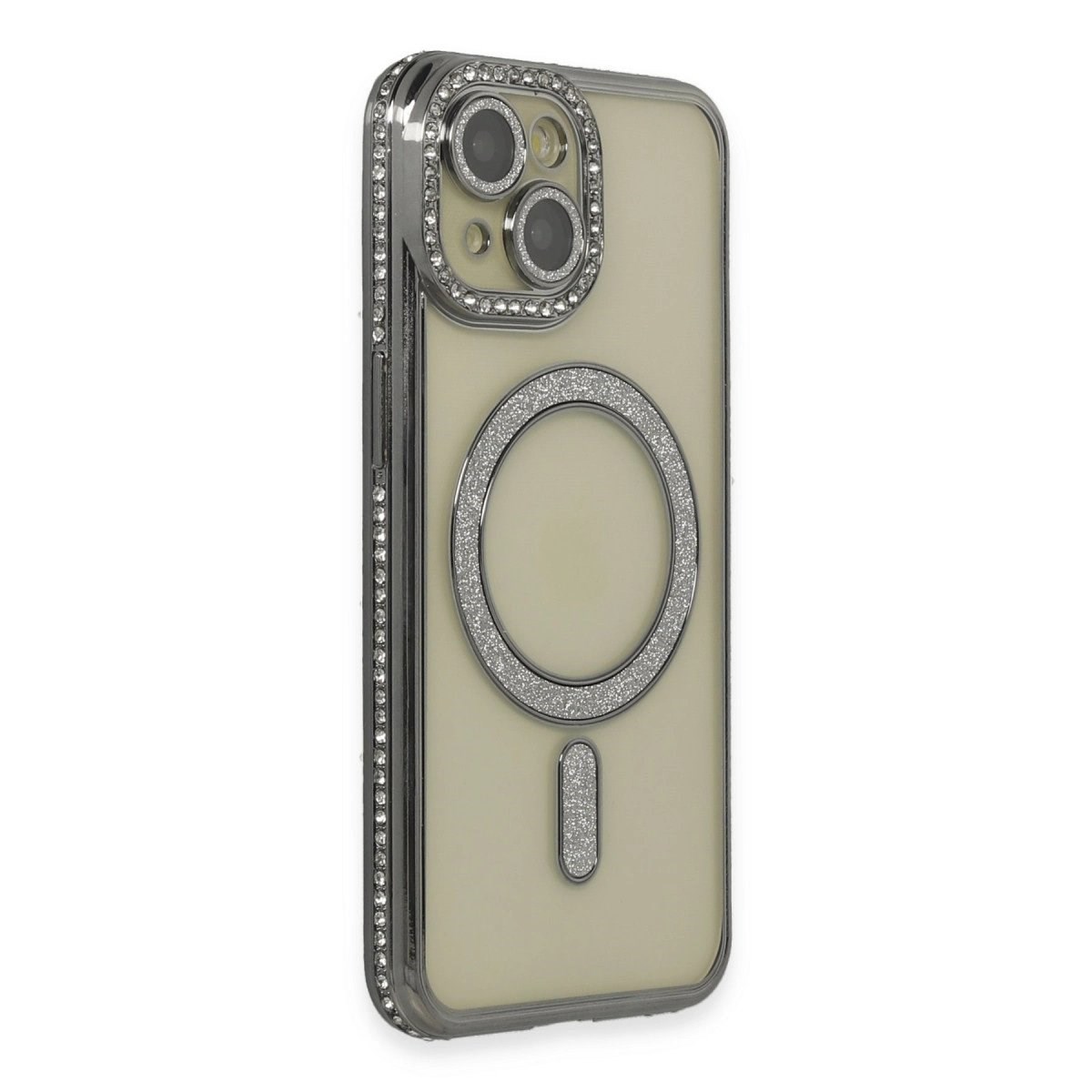 İphone 14 Kılıf Joke Simli Magneticsafe Kılıf - Gri