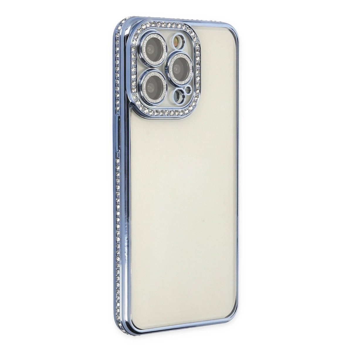 İphone 14 Pro Kılıf Joke Taşlı Silikon - Mavi