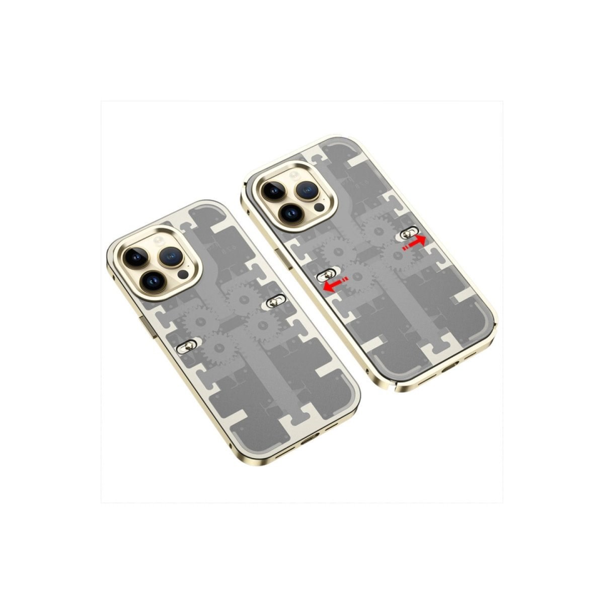 İphone 14 Pro Kılıf Mekanik Bumper Kapak - Gold