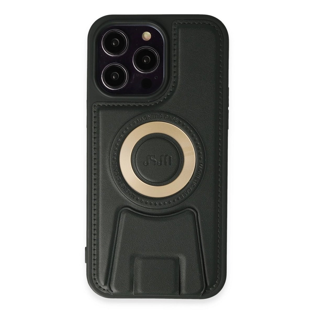 İphone 14 Pro Kılıf Merkür Magneticsafe Standlı Kapak - Koyu Yeşil
