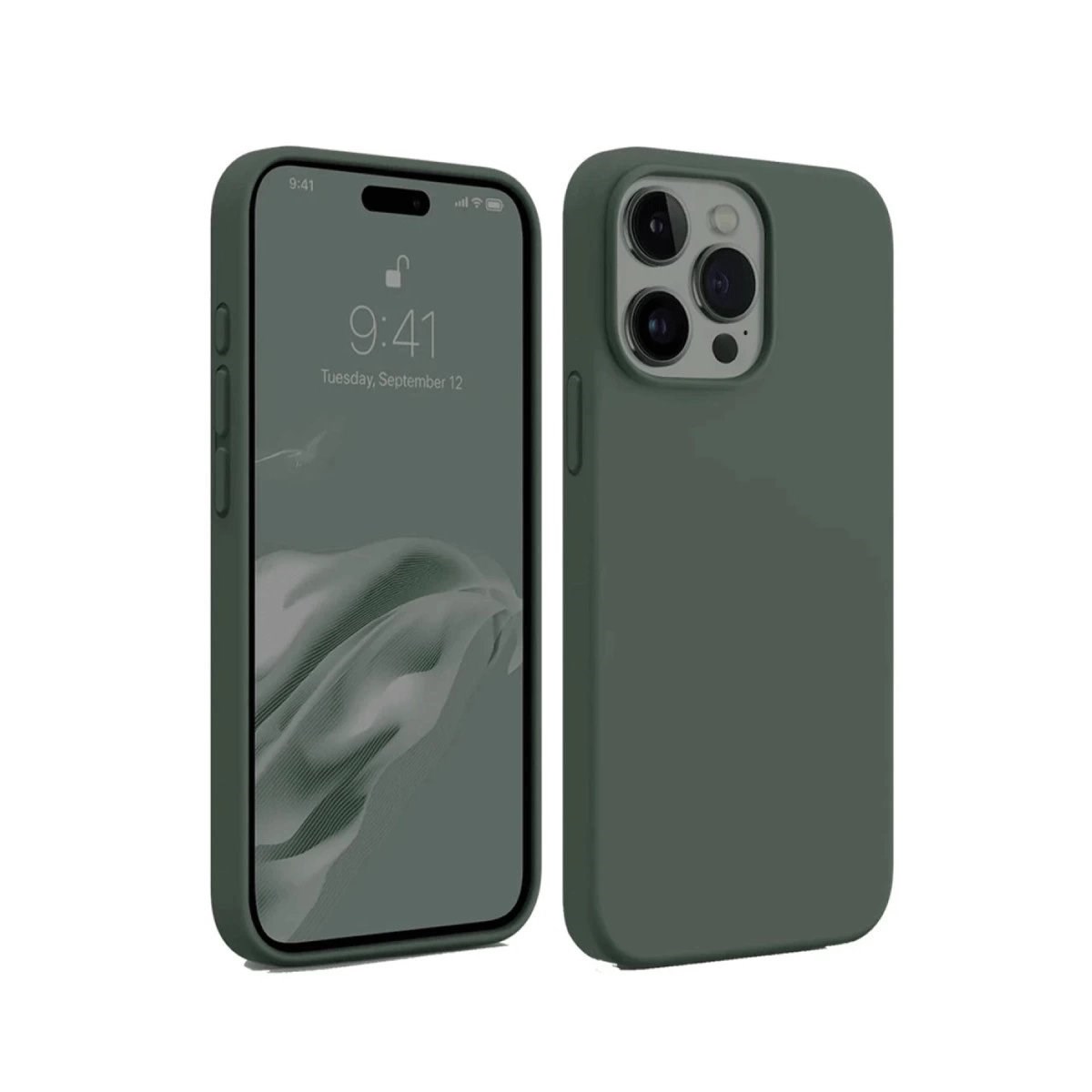 İphone 15 Pro Kılıf First Silikon - Koyu Yeşil