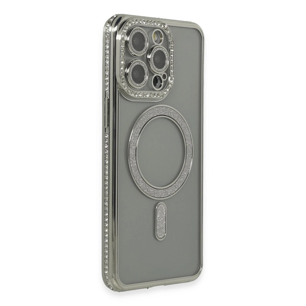 İphone 15 Pro Kılıf Joke Simli Magneticsafe Kılıf - Gri