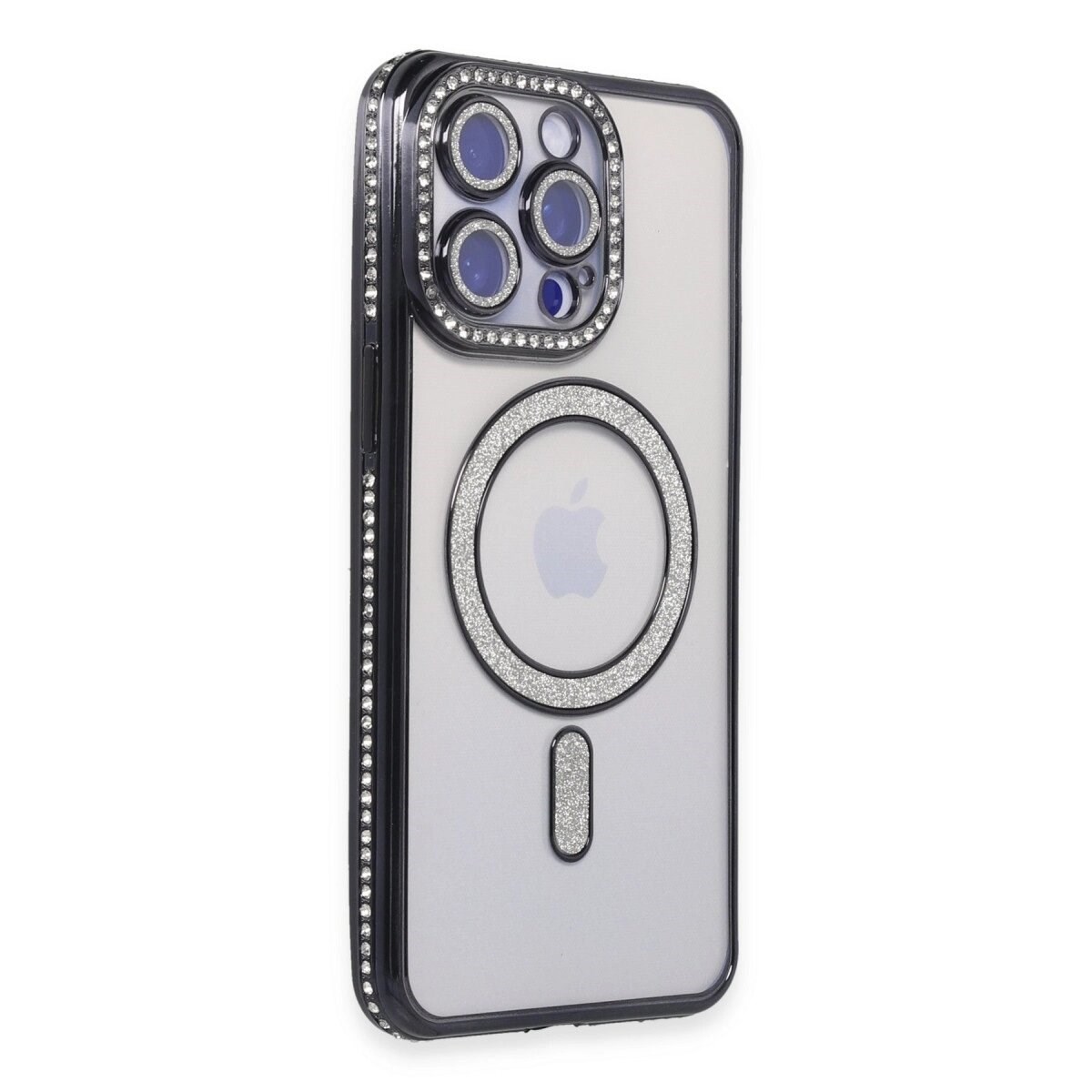 İphone 15 Pro Max Kılıf Joke Simli Magneticsafe Kılıf - Siyah