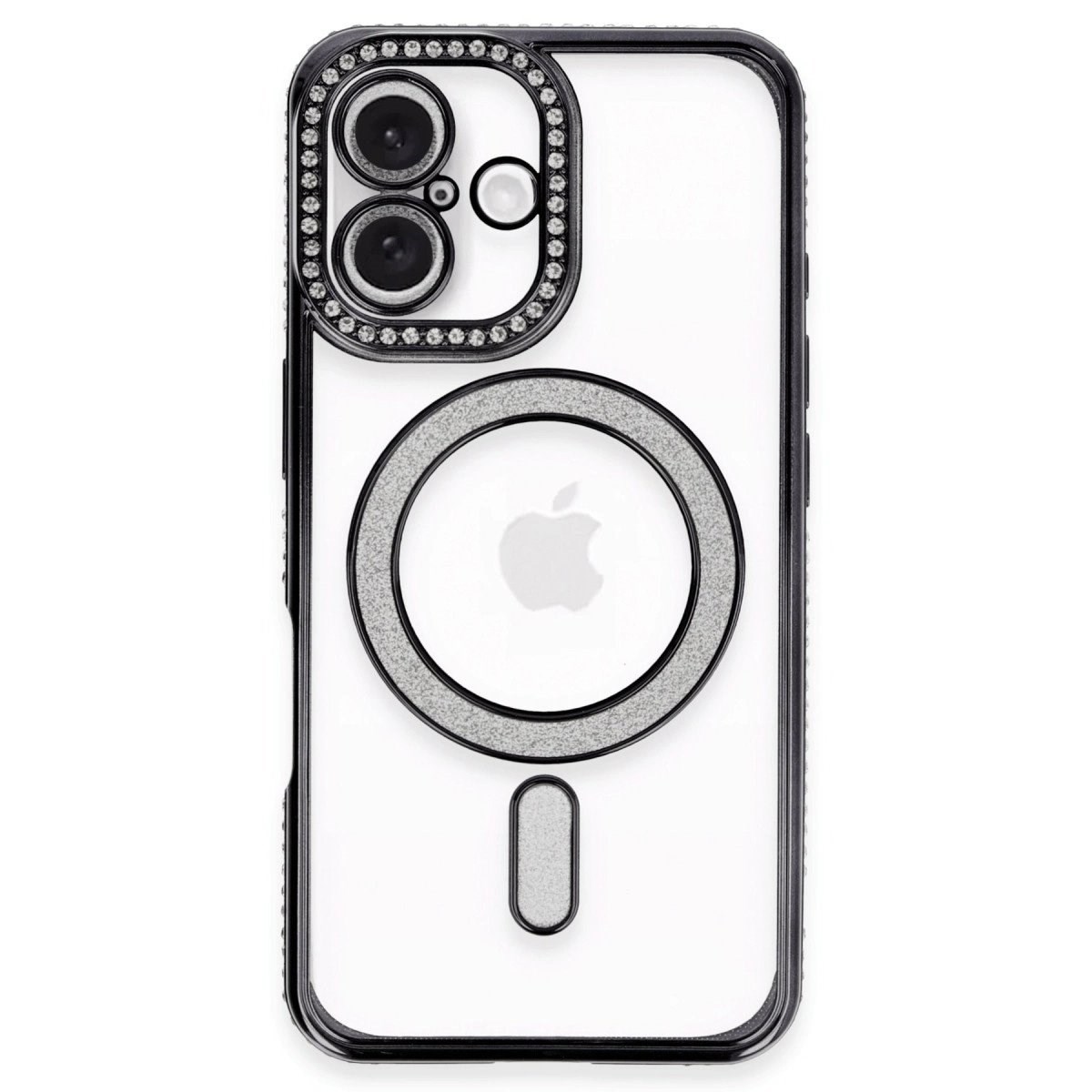 İphone 16 Plus Kılıf Joke Simli Magneticsafe Kılıf - Siyah