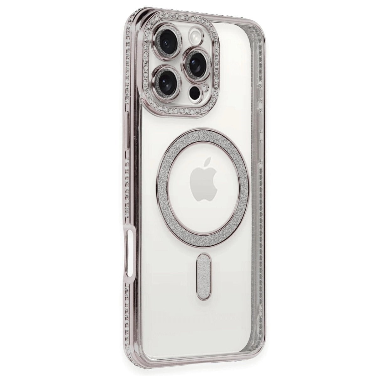 İphone 16 Pro Kılıf Joke Simli Magneticsafe Kılıf - Pembe