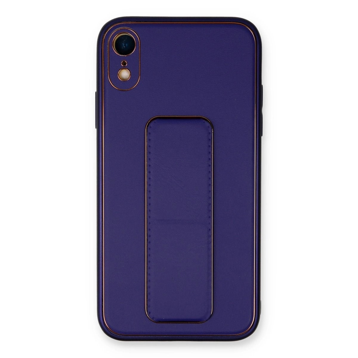 İphone Xr Kılıf Coco Deri Standlı Kapak - Mor