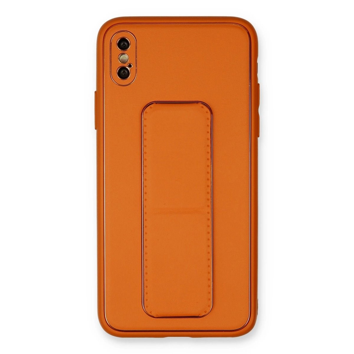 İphone Xs Max Kılıf Coco Deri Standlı Kapak - Turuncu