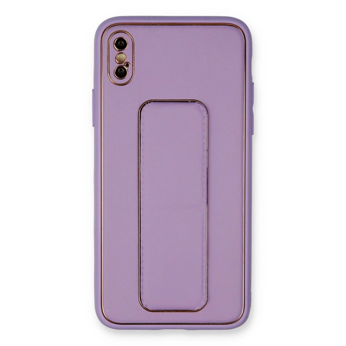 İphone Xs Max Kılıf Coco Deri Standlı Kapak - Koyu Lila