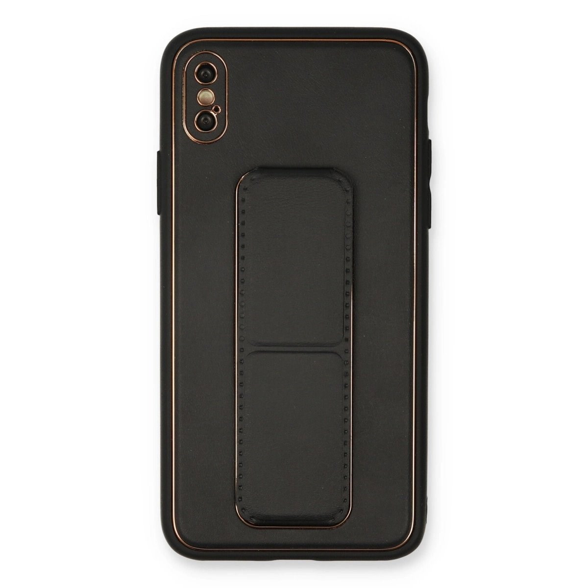 İphone Xs Max Kılıf Coco Deri Standlı Kapak - Siyah