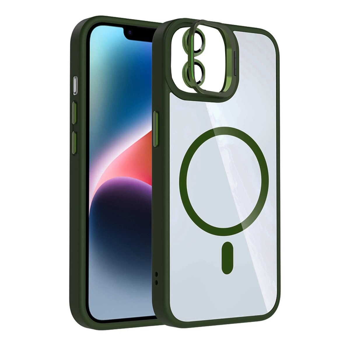 Joko Apple İphone 11 Remim Lensli Magsafe Standlı Kapak - Koyu Yeşil