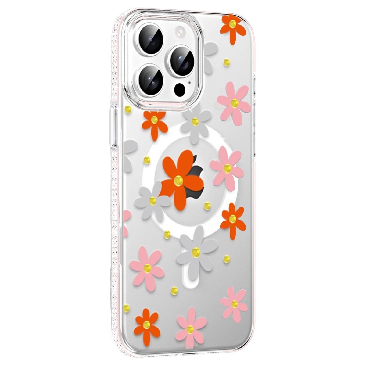 Joko Apple İphone 15 Pro Max Floral Magsafe Kapak - Turuncu