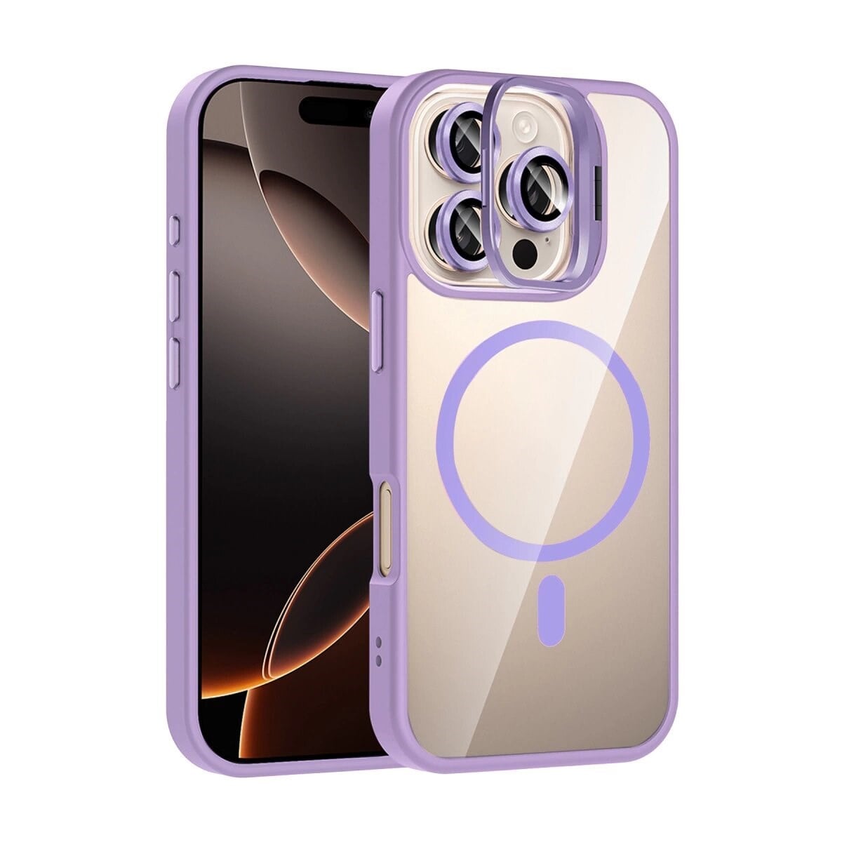 Joko Apple İphone 16 Pro Remim Lensli Magsafe Standlı Kapak - Lila
