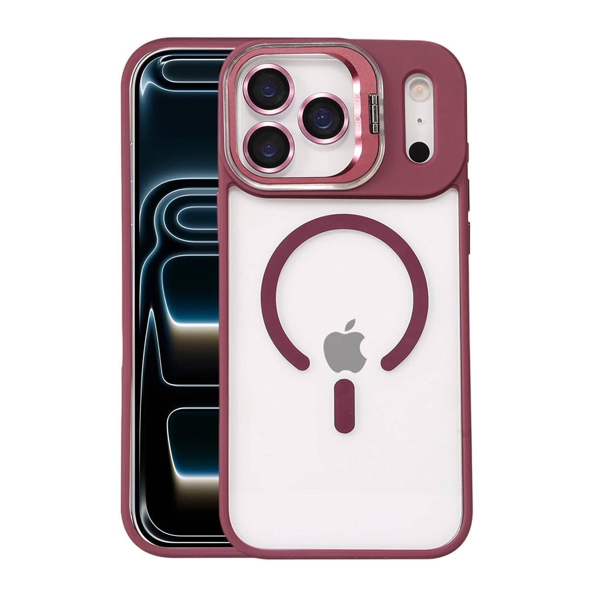 Joko Apple İphone 17 Pro Max Remim Lensli Magsafe Standlı Kapak - Bordo