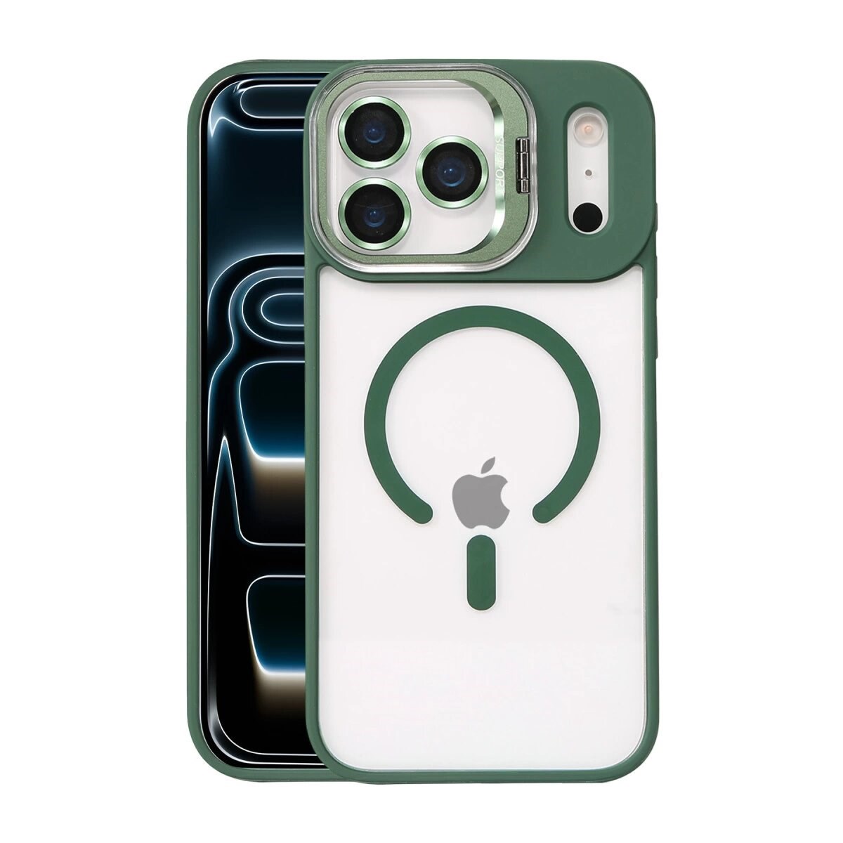 Joko Apple İphone 17 Pro Max Remim Lensli Magsafe Standlı Kapak - Koyu Yeşil