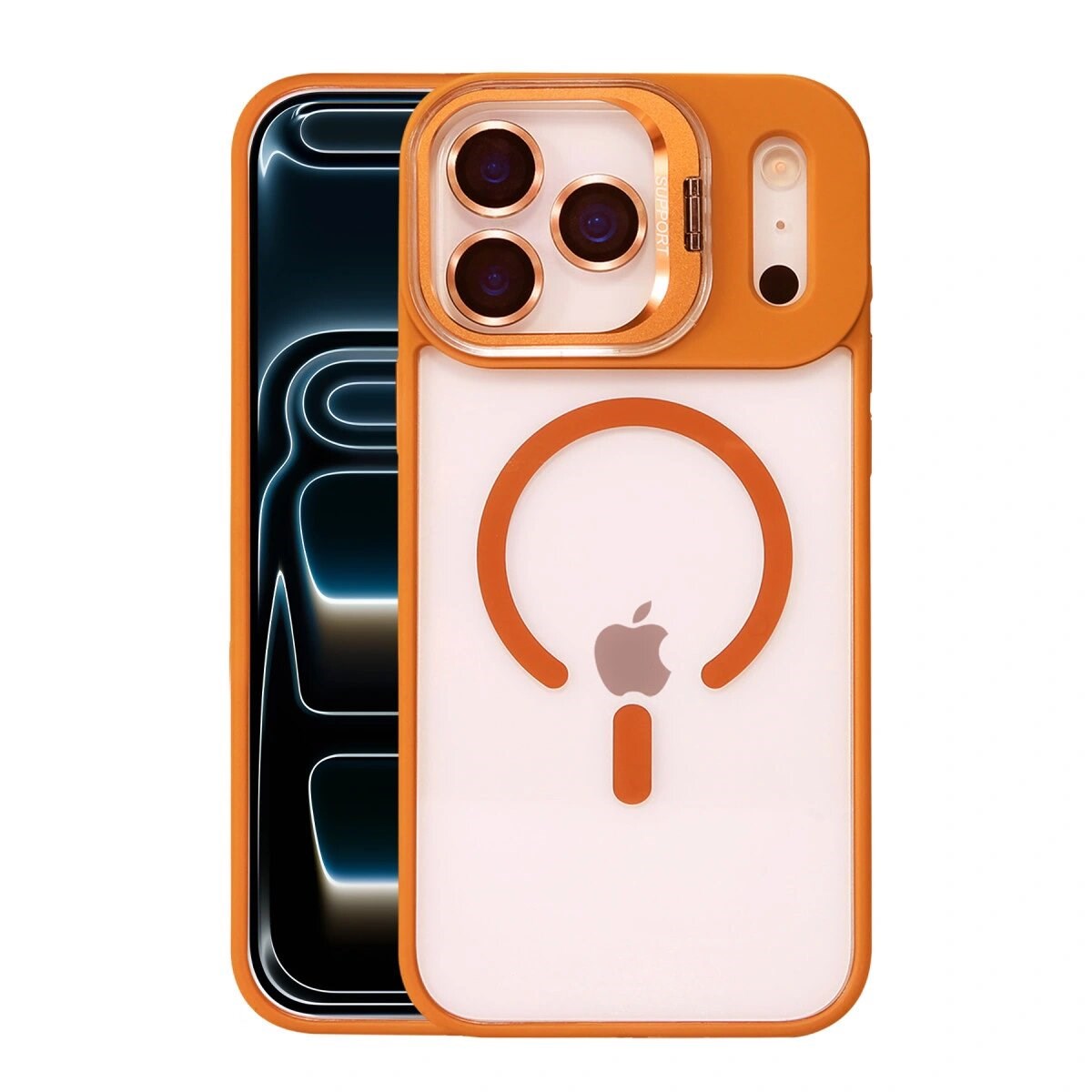 Joko Apple İphone 17 Pro Remim Lensli Magsafe Standlı Kapak - Turuncu