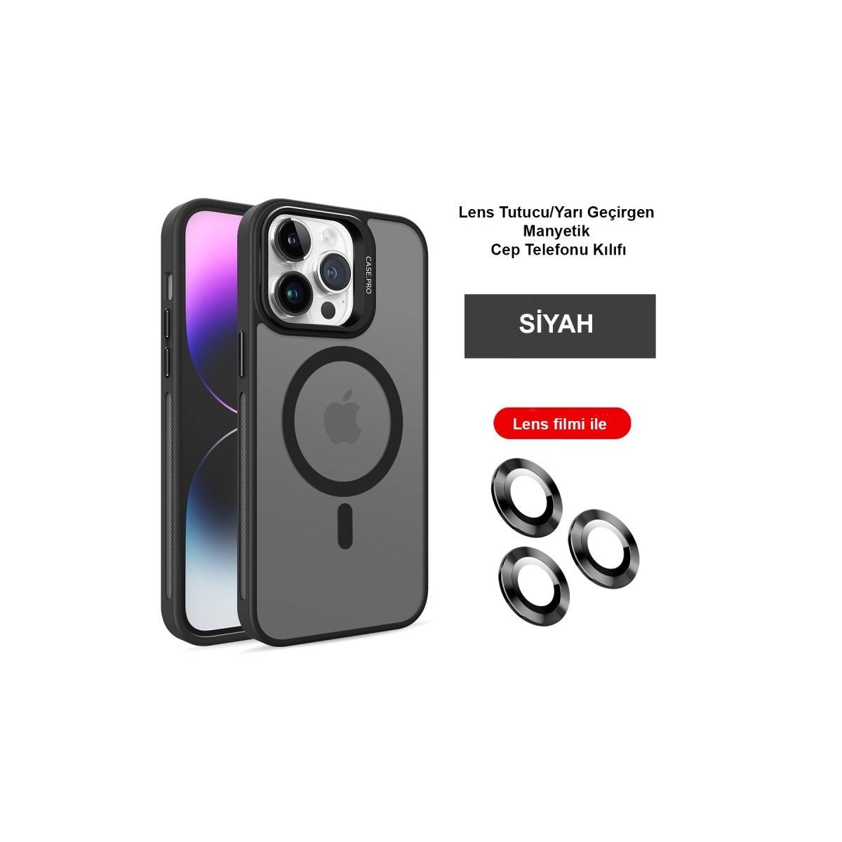 Joko İphone 14 Pro Kılıf Flet Lens Magsafe Kapak - Siyah
