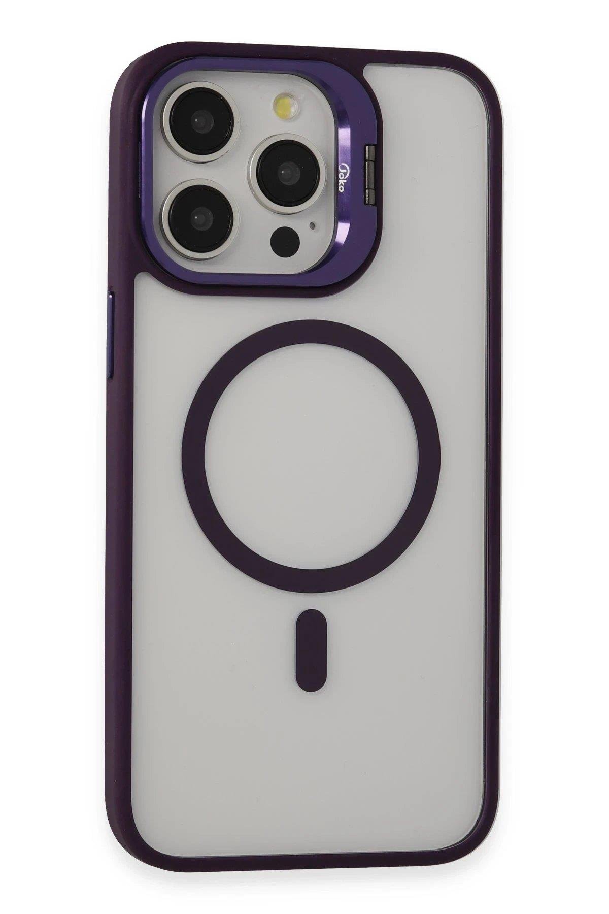 Joko iPhone 14 Pro Max Kılıf Roblox Lens Magsafe Standlı Kapak - Derin Mor