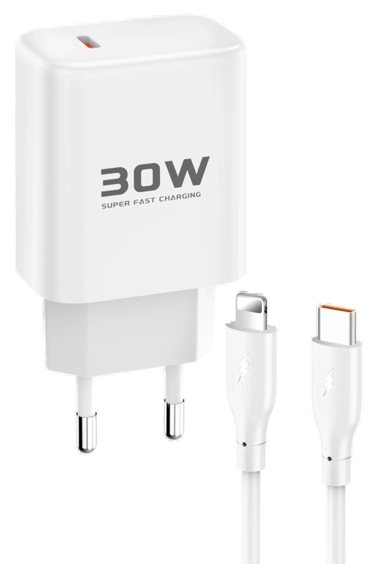 Joko JK89 30W Type-C Çıkışlı Ekstra DC66 1M Type-C to Lightning  Kablolu PD Şarj Cihazı - Beyaz