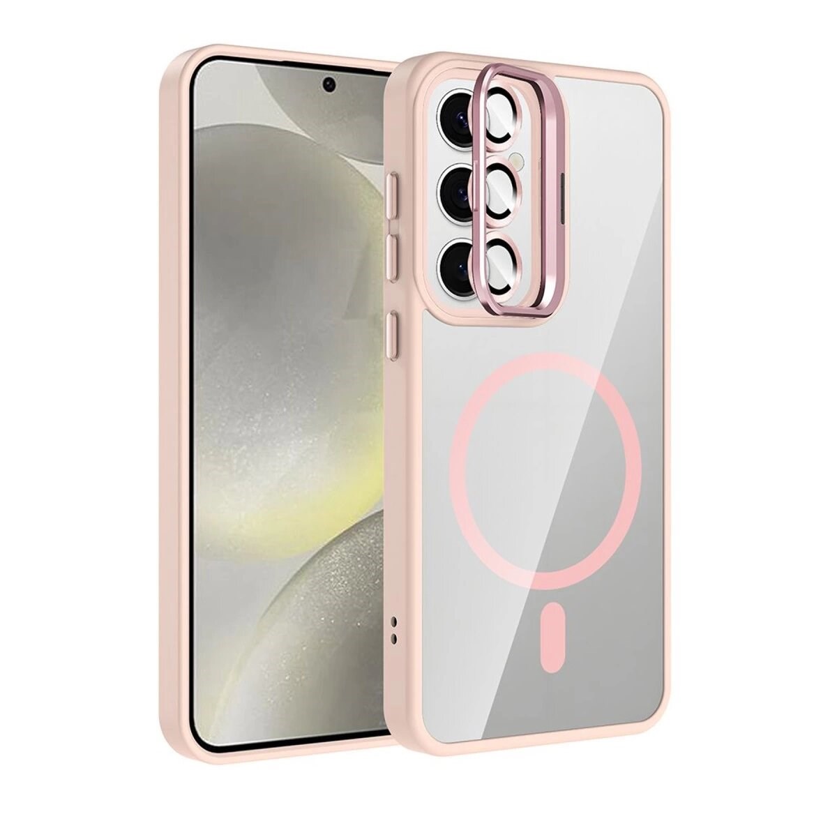 Joko Samsung Galaxy S25 Remim Lensli Magsafe Standlı Kapak - Pembe