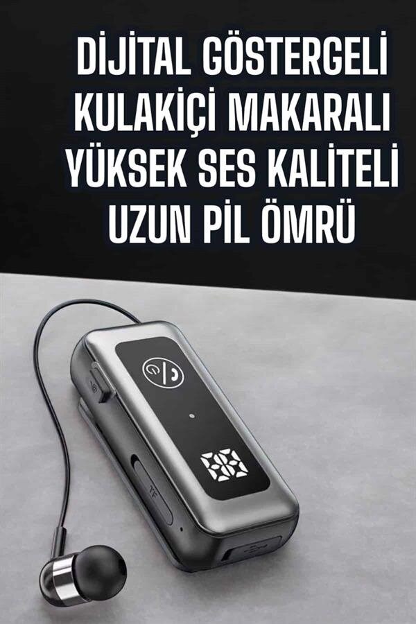 Kablolu Makaralı Bluetooth Kulaklık Uzun Pil Ömrü Dijital Göstergeli