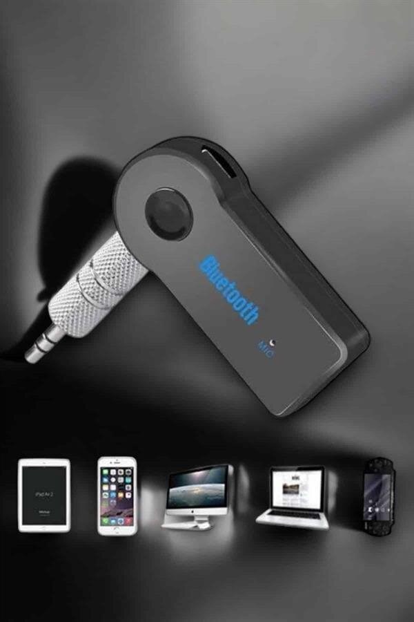 Kablosuz Bluetooth Aux Araç Kiti Siyah Hafıza Kartlı
