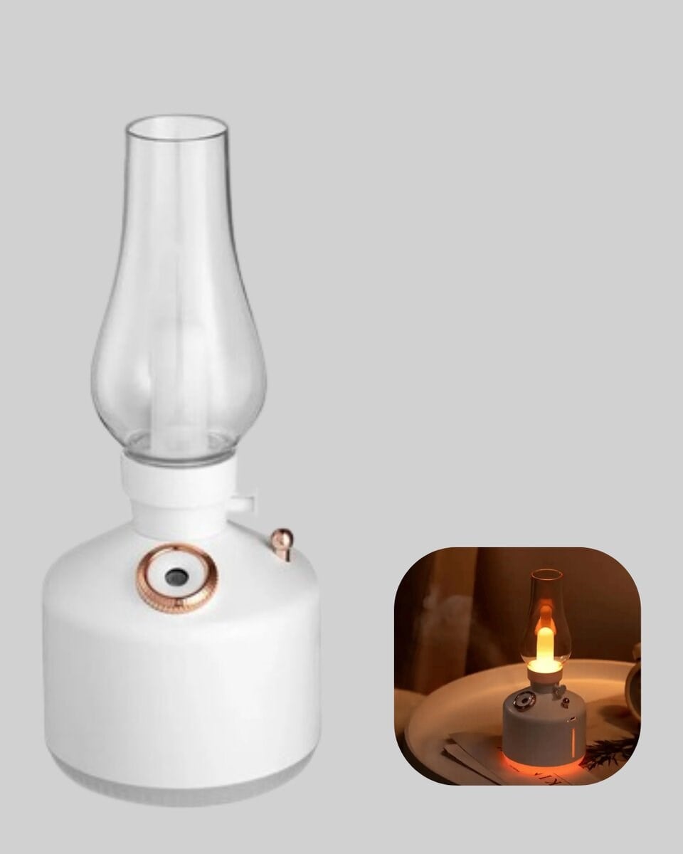 Kablosuz Retro Buhar Makinesi Gaz Lambası Tasarım Ledli Difüzör