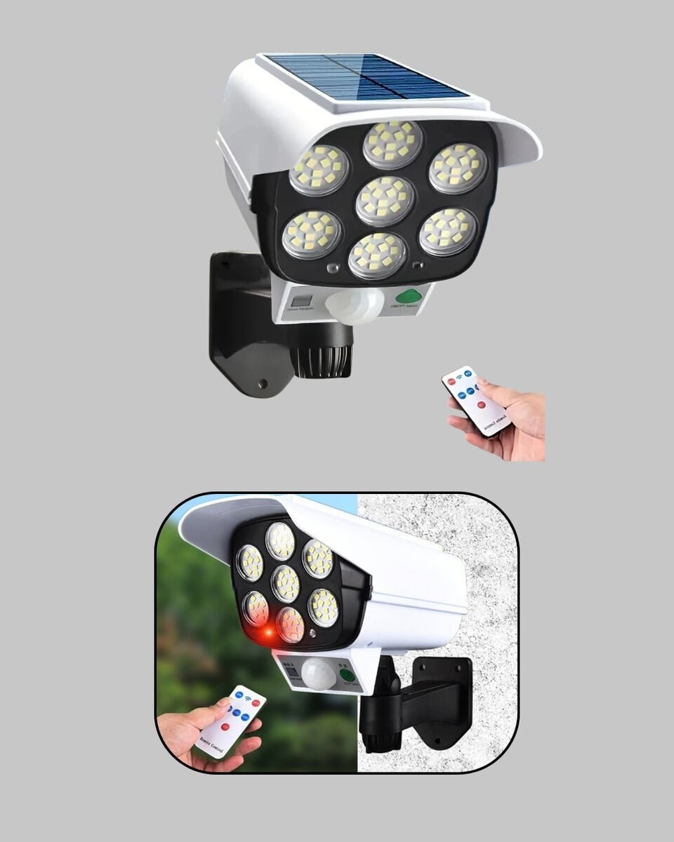 Kamera Görünümlü Solar LED Lamba Hareket Sensörlü Uzaktan Kumandalı Bahçe Duvar Aydınlatması