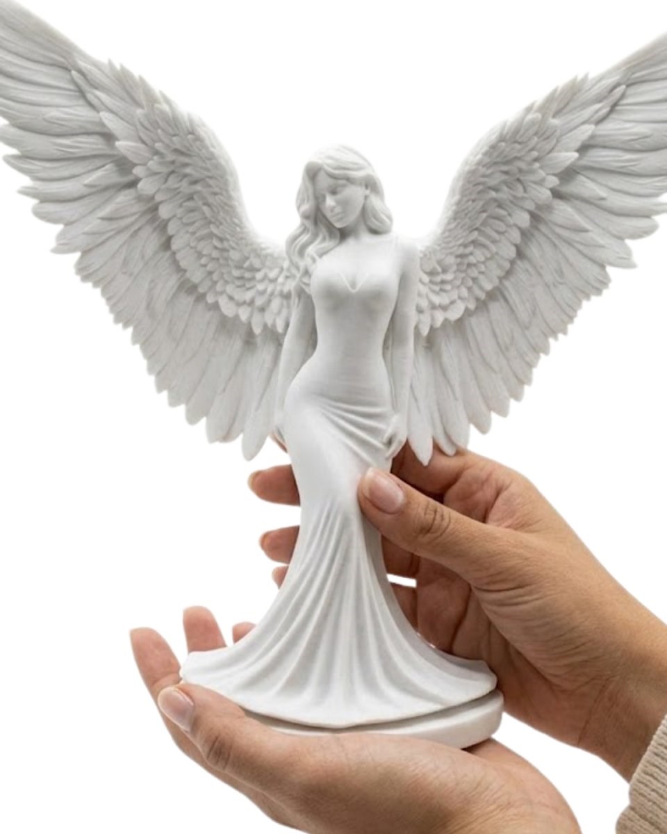Kanatlı Melek Figürü 3D Baskı Dekoratif Heykel Biblo Ev Ofis Aksesuarı