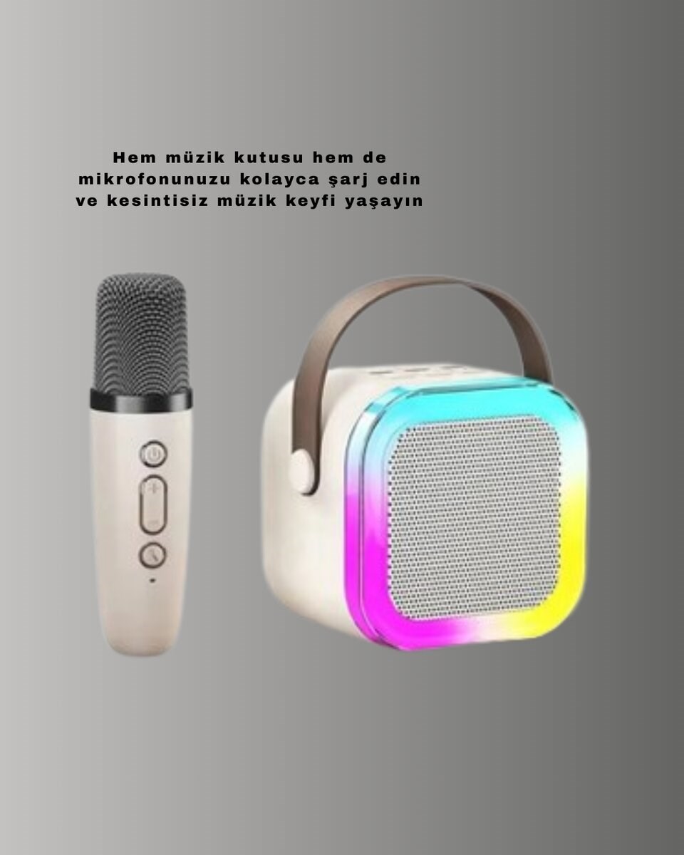 Karaoke Mikrofon Hoparlör Seti 6 Saat Kullanım Süresi Yeni Nesil
