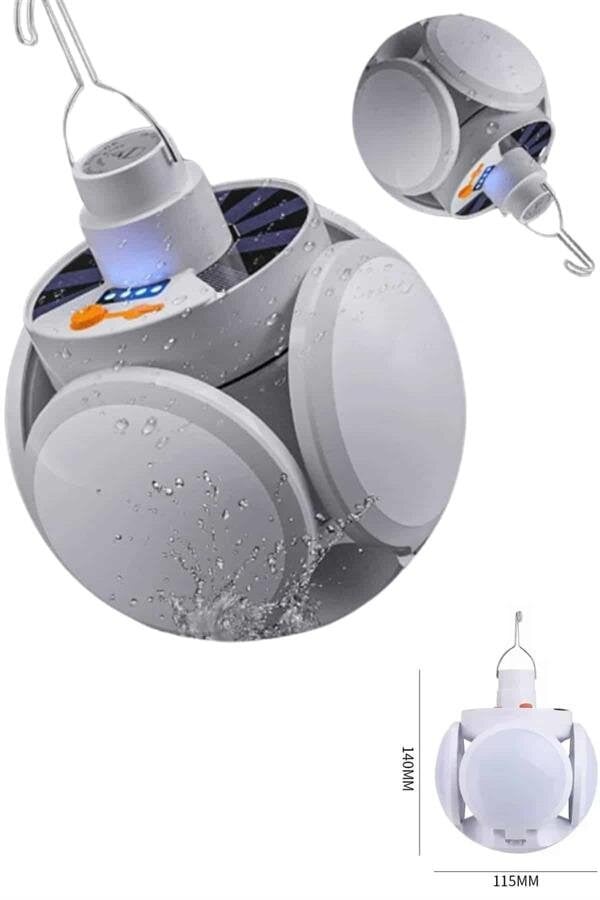 Katlanabilir Askılı Kamp Lambası 5 Kanatlı Pratik Güneş Enerjili