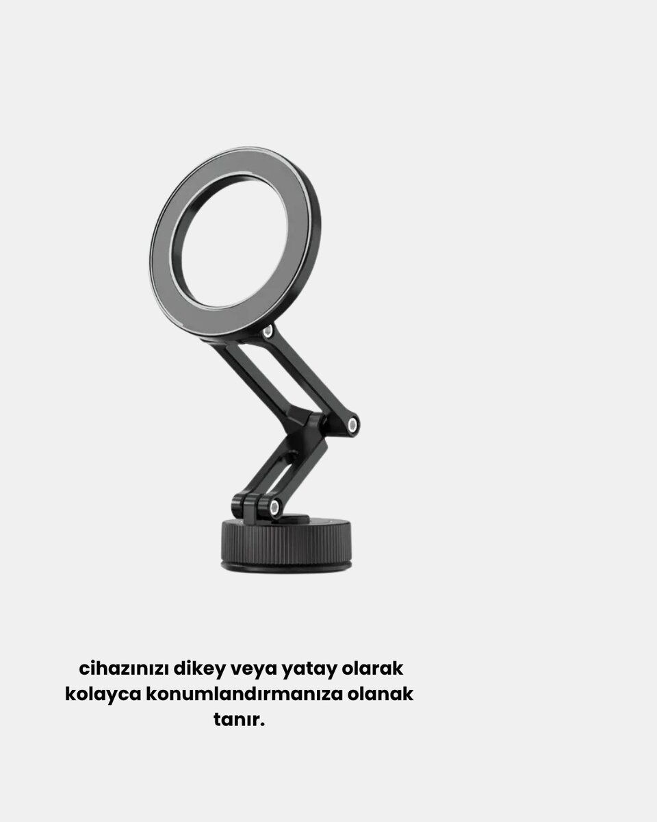 Katlanır Manyetik Araç İçi Telefon Tutucu – 360° Dönebilen, MagSafe Uyumlu, Güçlü Mıknatıslı Tasarım