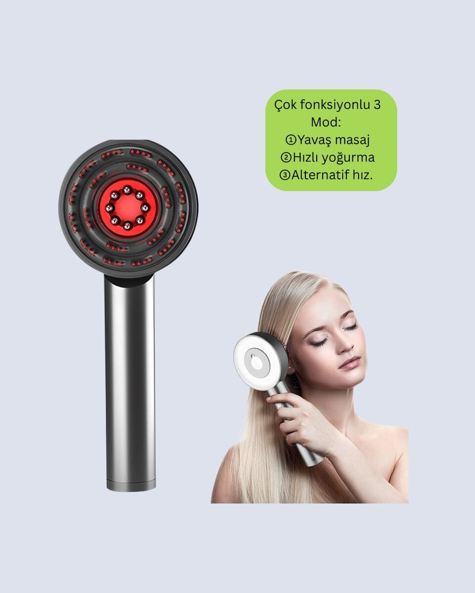 Kırmızı Işık Terapi Saç Derisi Masaj Tarağı 3 Modlu Yağ Hazneli