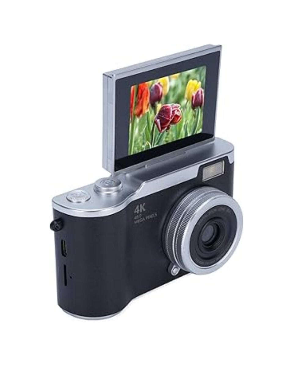 Kompakt 4K Dijital Kamera 48 MP Sensör 8X Zoom Flip Ekran Vlog ve Selfie Uyumlu