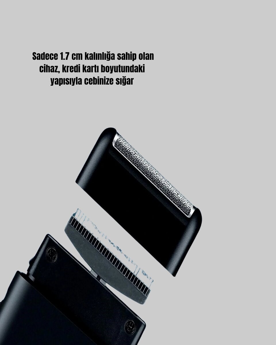 Kompakt Şarjlı Tıraş Makinesi Çift Yönlü Bıçaklı 45 Dakika Kullanım Süreli