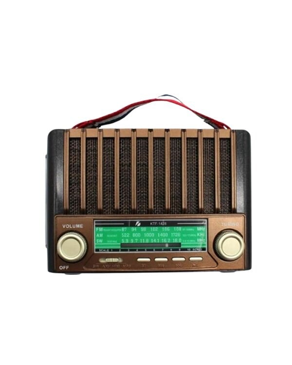 KTF-1428 Solar Enerjiyle Şarj Olabilen Bluetooth Nostalji Hoparlör – Taşınabilir, Güçlü Ses, MP3 Okuyucu
