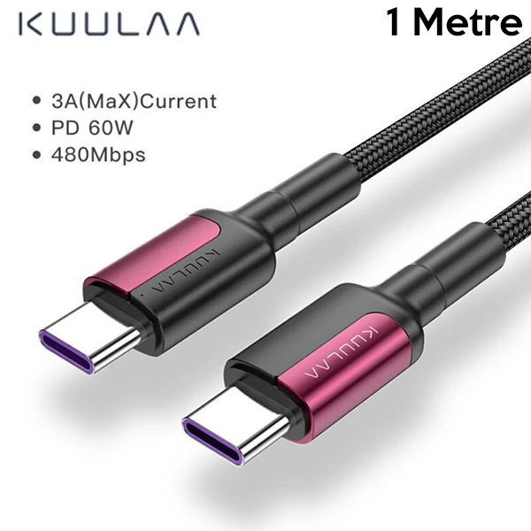 KUULAA Type C Type-C PD 60W QC4.0 Hızlı Şarj ve Data Kablosu 1Metre-(1903)