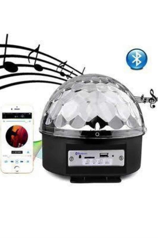Led Işık Disko Topu Bluetooth Hoparlörlü USB Müzik Çalar Kumandalı