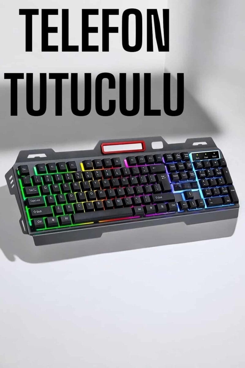 Led Işıklı Oyuncu Klavye Usb Girişli RGB Işıklı Q Klavye Mouse Hediyeli
