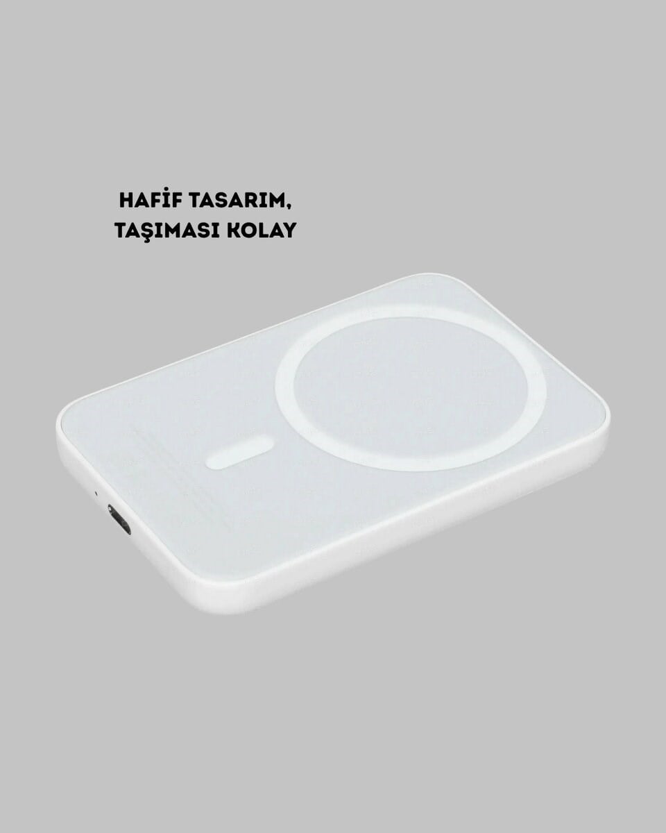 Manyetik Kablosuz Powerbank – iPhone 12/13/14/15 Uyumlu, Hızlı Şarjlı, Ultra Hafif