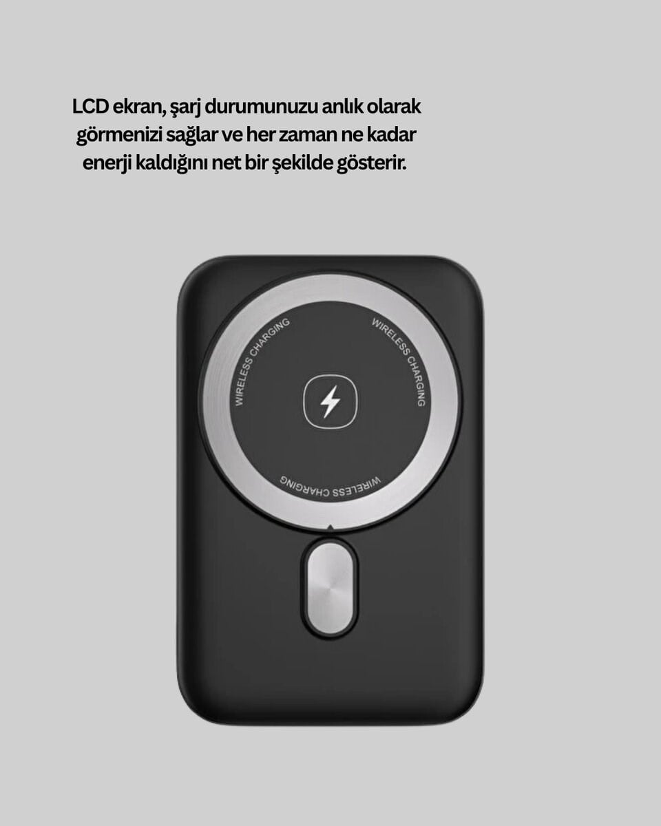 Manyetik Kablosuz Powerbank 22.5W Hızlı Şarj LCD Göstergeli