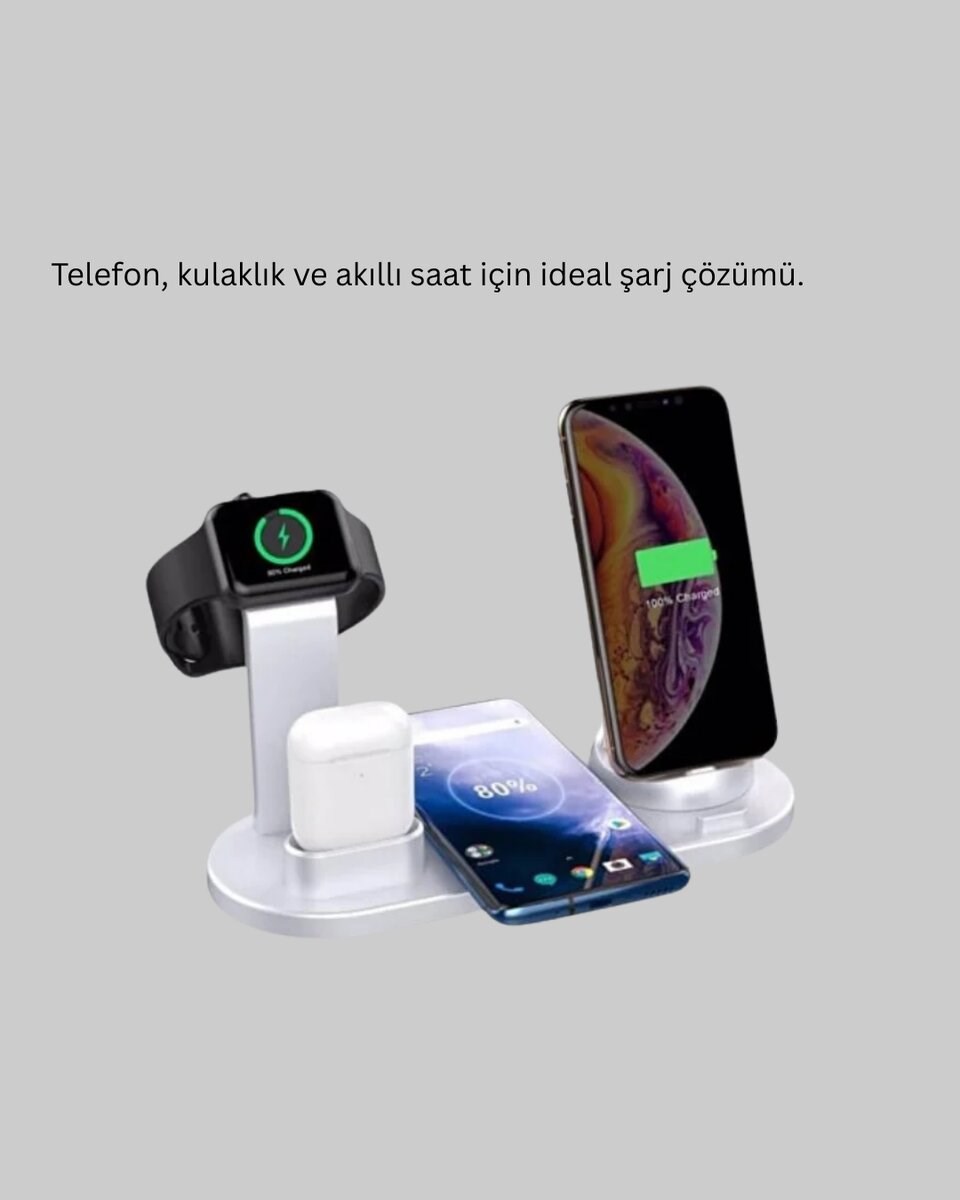 Masaüstü Düzenleyici 4’ü 1 Arada Kablosuz Şarj Aksesuarı