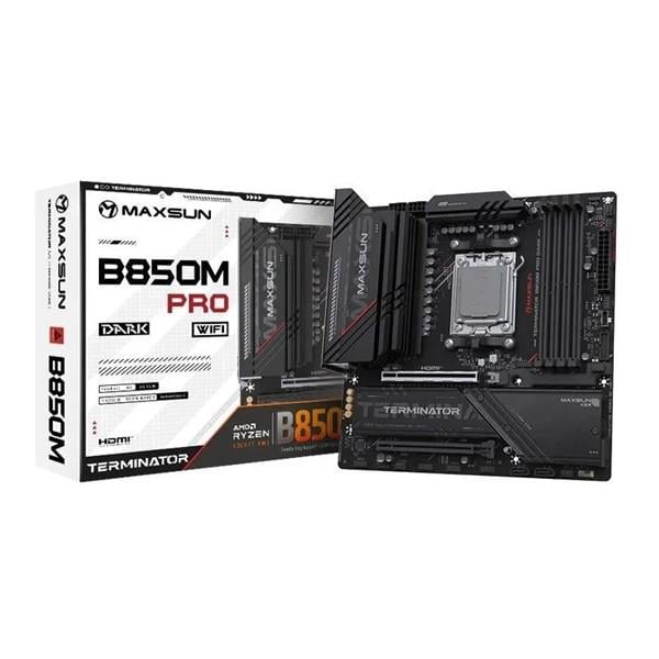 MAXSUN TERMINATÖR B850M PRO DARK WIFI7 DDR5 HDMI-DP TYPEC PCIE 5.0 1851P MATX